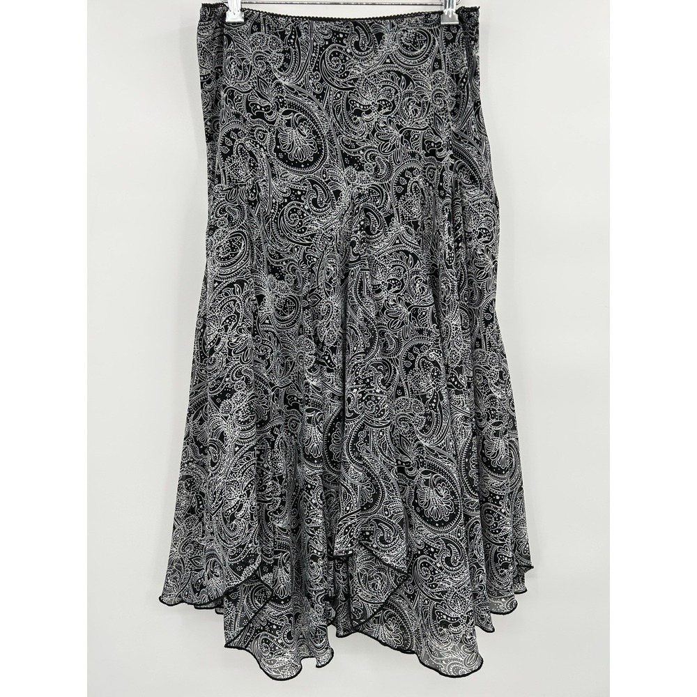 Vintage‎ Newsworthy Asymmetrical Whimsigoth Midi Skirt Sz S Fairy Grunge Paisley